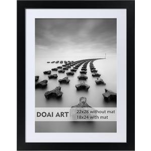 DOAI ART 22x28 Poster Frame Black without Mat or 18x24 with Mat - Polished Plexiglass for Wall Vertically or Horizontally Display - Wall Mounting Hardware Included, 22x28-1 Pack
