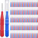 120Pcs Interdental Brushes 2 Sizes, 360 Bendable Soft Bristles Braces Brush Dental Brushes Between Teeth Gum Interdental Brushes for Gum Braces Oral Teeth Cleaning Tool (Blue + Red)