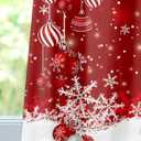 Christmas Window Valance Winter Snowflakes Window Treatment Merry Christmas Ball Ornaments Rod Pocket Curtain Valance,54x18 inch Xmas Snowflake Sparkle Red Kitchen Valance for Bathroom Cafe