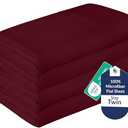 Royale Linens 2 Pack Bulk Flat Sheet Set - Top Sheets - Soft 1800 Microfiber - Wrinkle & Stain Resistant - for Hotel, Massage Table, Hospital, Dorm - Twin Flat Sheet Sold Separately (Twin, Burgundy)