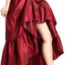 COSDREAMER Women's Steampunk Gothic High Low Skirt Victorian Bustle Skirt (Red, S)