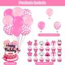 2 x Pink mouse Birthday Party Decorations,Cartoon Mouse Decor Supplies Include Happy Birthday Banner, Latex Balloon, Cake Toppers