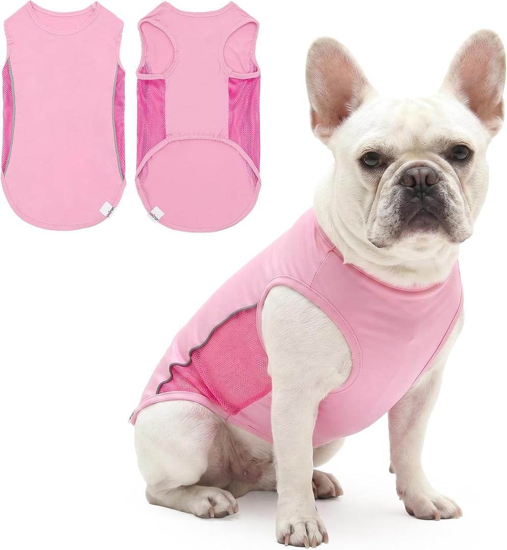 UPF 50+ Sun Protection Sleeveless Dog Shirt for Medium Dogs - Breathable Lightweight Sports Fan T-Shirt with Reflective Strips, UV Protective Apparel P23ST00503XXL