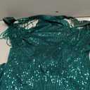 Cololura Women Sexy Elegant Sequin Tassel Off Shoulder Halter Bodycon Maxi Dress Party Evening Gown Formal Dress (Large, Green)