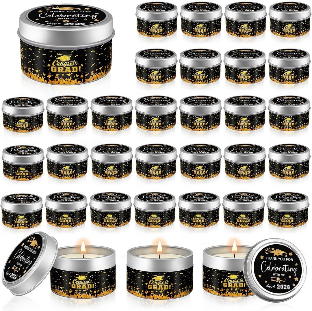 30 Sets Mini Graduation Candles Bulk Class of 2026 Graduation Gifts Soy Wax Candles Scented Candles Gifts for College Graduate Exchange Gift