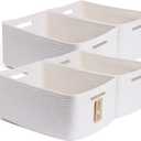 MiniArk Large Storage Baskets for Organizing, Closet Shelf Baskets for Clothes Blanket Towels, Baby Nursery, Toy Bins Box, Woven Rope Baskets, 17 x 13 x 7.5, 4 Packs Off White