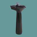 Renovators Supply Manufacturing Ondine 16" W x 34" H x 14.5" Proj. Glossy Black Pedestal Sink, Vitreous China, with Overflow and 4 in. Centerset Faucet Holes