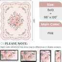 Scalloped Pink Floral Rug for Living Room, 8x10 Washable Non-Slip Area Rug for Bedroom Girls, Large Soft Low Pile Carpet for Nursery, Playroom, Dorm or Kids Room