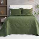 Cmfshape Oversized King Quilt Set Bedspread 128x120-Olive Green California King Quilts 3 PCS-Lightweight Quilted Bedding Extra Large-Paisley Pattern Coverlet for All Season Bohemian