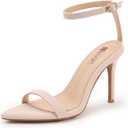 IDIFU Nude Beige Cream Heels High Stiletto Open Pointed Toe Ankle Strap Heeled Sandals Sexy Trendy Dressy Prom Comfortable Bride Wedding Party Homecoming Evenings Heels(Nude Nubuck, 7)