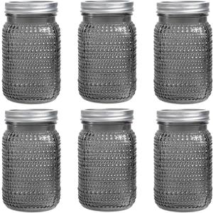 WELLIFE Mason Jars 32 oz, 6 Pack Quart Vintage Green Mason Jars Wide Mouth for Pickling, Glass Storage Jars, Canning, Decoration, Fermenting and Food Storage, Non-Slip Design