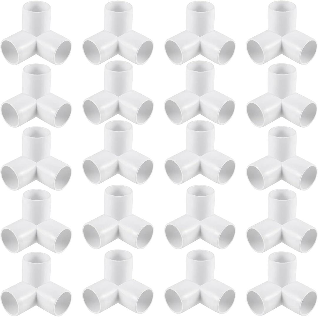JOIKIT 20 Pack 1 Inch 3 Way PVC Elbow Fittings Corner Fittings, Furniture Grade PVC Pipe Connectors for Furniture Assembly, Greenhouse Pipe Connection, Tent Building
