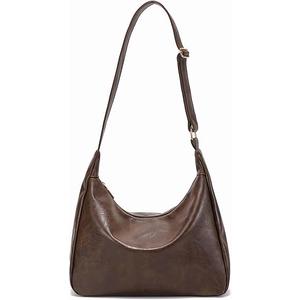 JOLLQUE Crossbody Bags for Women, Soft Foldable Vegan Leather Shoulder Handbag, Autumn Winter Slouchy Handbag Purses