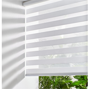 Persilux Cordless Zebra Blinds for Windows Free-Stop Roller Windows Shades (24" W X 72" H, White) Dual Layer Light Control for Day and Night, Light Filtering Sheer Shades For Home, Easy To to Install