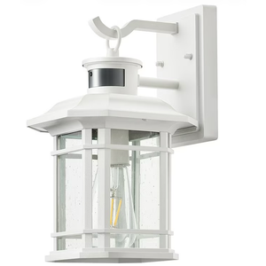 VIANIS Motion Sensor Exterior Lights for House, White Dusk to Dawn Outdoor Lighting, 100% Waterproof Front Porch Light Fixtures, Modern Exterior Sconce with Tempered Seeded Glass for Garage