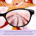 EASY READ 2 Pairs High Magnification Power Reading Glasses for Women,Stylish Lightweight Readers for Women with Spring Hinge (Black/Purple)