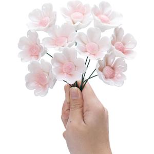 Ceramic Flower Bouquet Set of 10 Handmade Ceramic Roses Simulated Flowers Ceramic Floral Decorations, Creative Gifts for Flora Home Decor (Pink Peony, 10 Inch (Pack of 10))