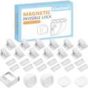 kimitimi Magnetic Cabinet Locks Baby Proofing - Child Safety Cabinet Latch Locks with Adhesive, No Drill or Tools Installation, for Cabinets Drawers Doors - 12 Packs