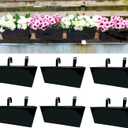 LaLaGreen Railing Planter Box (6 Pack, 12 Inch) Outdoor Black Metal Rectangle Strawberry Hanging Bucket Balcony Garden Fence Deck Flower Pots Boho Countryside Style Patio Living Wall Window Sill Decor