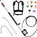 Pressure Washer Telescoping Wand - 24 FT High Pressure Washer Wand Included Power Washer Extension Wands, Gutter Cleaner, 5 Spray Nozzle Tips, 2 Hose Adapters and Support Belt