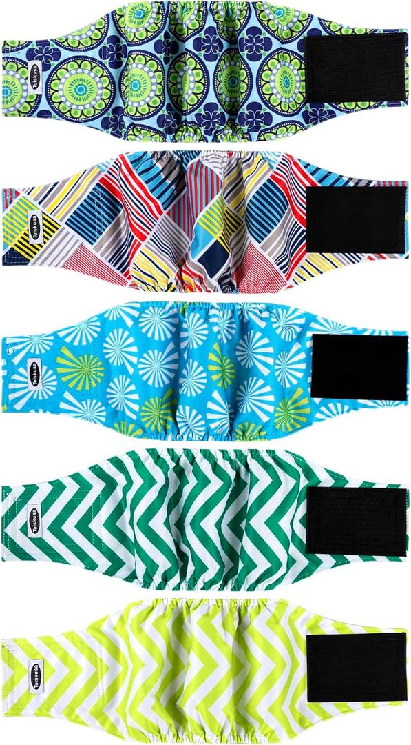 Male Dog Diapers, High Absorbing Dog Belly Bands for Male Dogs, Washable Reusable Dog Males Wraps(5 Pack) (Large)
