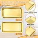 Gold 12 Pcs Small Stainless Steel Serving Tray Bulk 8.66'' x 4.33'' Rectangle Stainless Steel Food Serving Platter with Handle Vanity Tray Decorative Party Plate for BBQ Buffet Appetizer