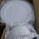 AOZITA 200Pcs Silver Plastic Plates, Disposable Plastic Party Plates for Party, Wedding and Birthday