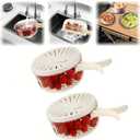 2Pcs Multifunctional Fruit Washing Bowl with Strainer, 2 in 1 Drain Basket and Fruit Strainer Container with Lid, Fruit Washer Bowl for Kitchen, Fridge, Picnic & Camping (1QT+1QT)