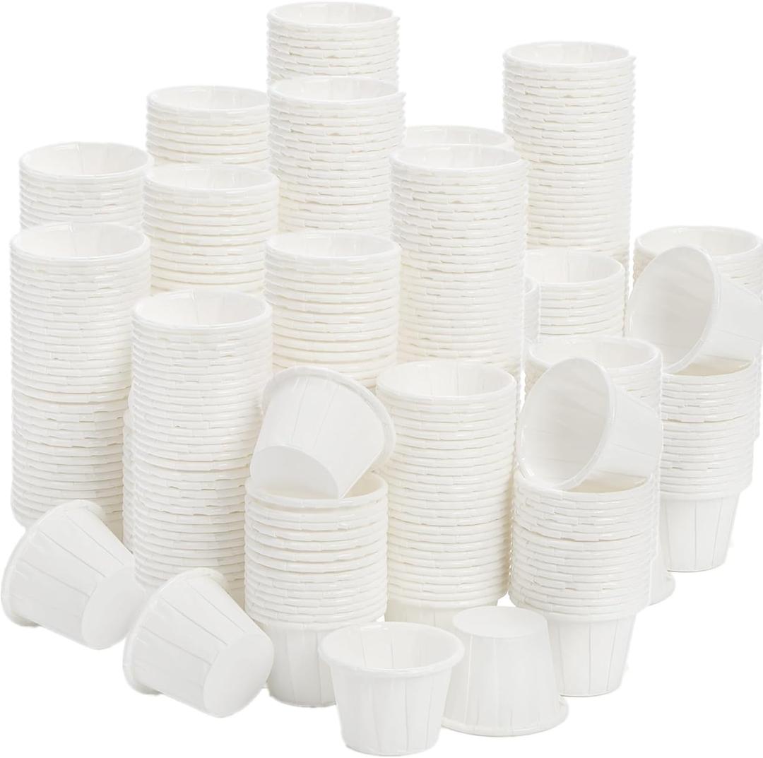 1000 Pack Paper Sample Cups for Tasting, 0.5oz Small Paper Cups, Souffle Portion Cups with Water Proof Lining, Mini Med Cups for Jello Shots, Dessert, Souffle, Juice