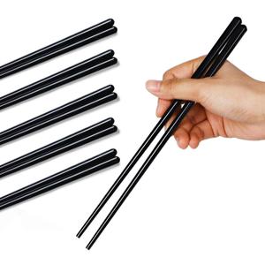 LEETOYI Ceramic Chopsticks Set of 5, Porcelain Chinese Chopsticks Easy To Clean, 9.6-Inch (Black)