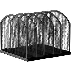 5-Section Vertical Desktop Organizer, 5-Section Mesh File Folder Stand Sorter for Office Home Classroom Organization (1, Black)