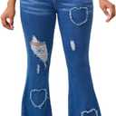 Bell Bottom Jeans for Women Stretchy Skinny Destroyed Ripped Hole Frayed High Waisted Jeans (Medium, Blue3022)