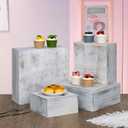 4 Pieces Wooden Cake Stands,Antique White Cupcake Stands for Display,12 inches Square Wooden crates,Wood Display risers for Wedding,Birthday Party,Christmas,etc. (Antique White)