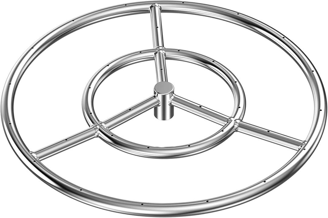 Skyflame 18-Inch Round Fire Pit Burner Ring for Natural Gas/Propane Fire Pit, 304 Stainless Steel