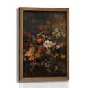 Framed Vintage Moody Floral WallArt Fall Wildflower Canvas Painting,Dark Botanical Picture Poster Print With Wood Frame Wall Decor for LivingRoom Bedroom Bathroom16X24In