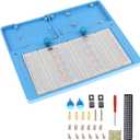 Makeronics 7 in 1 Blue RAB Holder and 3PCS 400 Points Solderless Breadboard | Base Plate with Rubber Feet for Raspberry Pi 4 Model B|3B+/B|2B+/B|Zero |Zero W and Arduino Mega 2560 | Uno R3