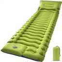 Sleeping Pad, Ultralight Camping Mattress with Pillow, Built-in Foot Pump Inflatable Sleeping Pad Compact for Camping Backpacking Traveling Hiking Tent, Single, Green