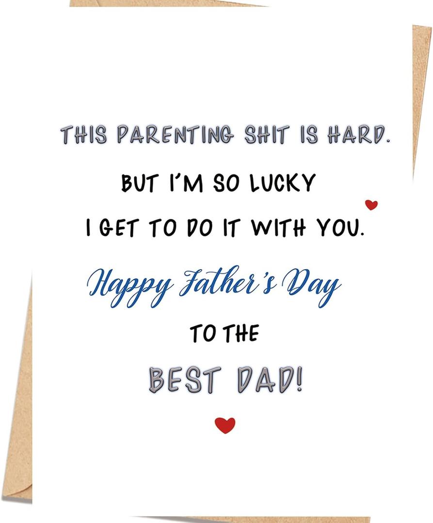 2 x Funny Fathers Day Card for Husband, Relatable Parenting Gift from Wife, Happy Fathers Day Gift