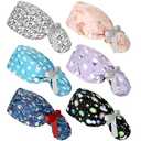 Honoson 3 Pcs Dental Scrub Caps Women Dentist Nursing Hats Adjustable Bouffant Nurse Hats Ponytail Turban Caps