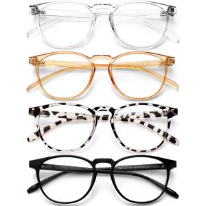 Blue Light Blocking Glasses for Women/Men - 4-Pack Computer Reading/Gaming/TV/Phone Glasses, Anti-Glare