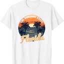 Florida Sunset - Throwback Design - Classic T-Shirt (Small, White)