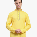 SKAVIJ Mens Cotton Henley Shirts Casual Band Collar Kurta Long Sleeve Embroidered Top T-Shirt, L