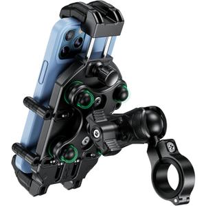 BRCOVAN Anti-Theft Motorcycle Phone Mount Holder with Vibration Dampener & High-Speed Secure Lock, Adjustable Size Handlebar Cellphone Cradle for Bike Bicycle Scooter ATV, Fit 5.4-7.2'' Smartphone