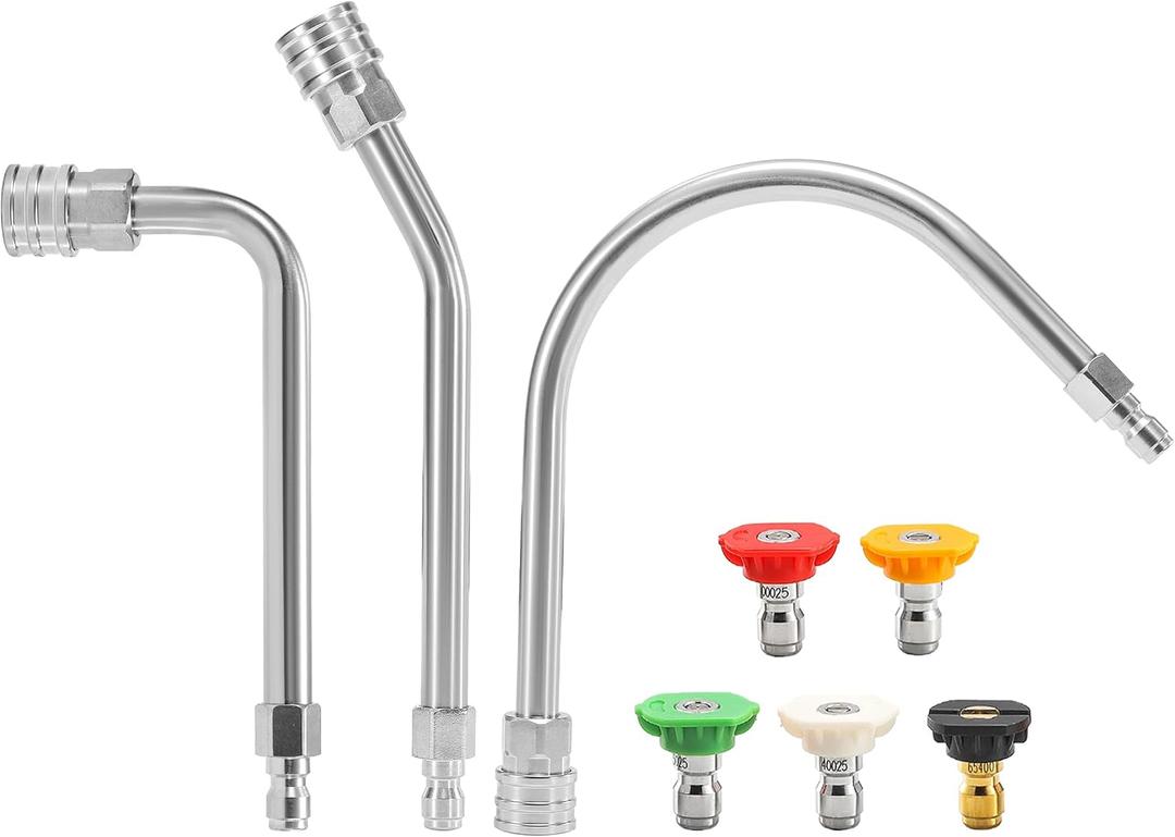 Pressure Washer Extension Wand-30, 90, 120 Gutter Cleaner Attachment Kit with 5 Nozzle Tips, 1/4" Quick Connect, High Power Washer Lance for Roof, Deck, Car, Gutters, 4000 PSI