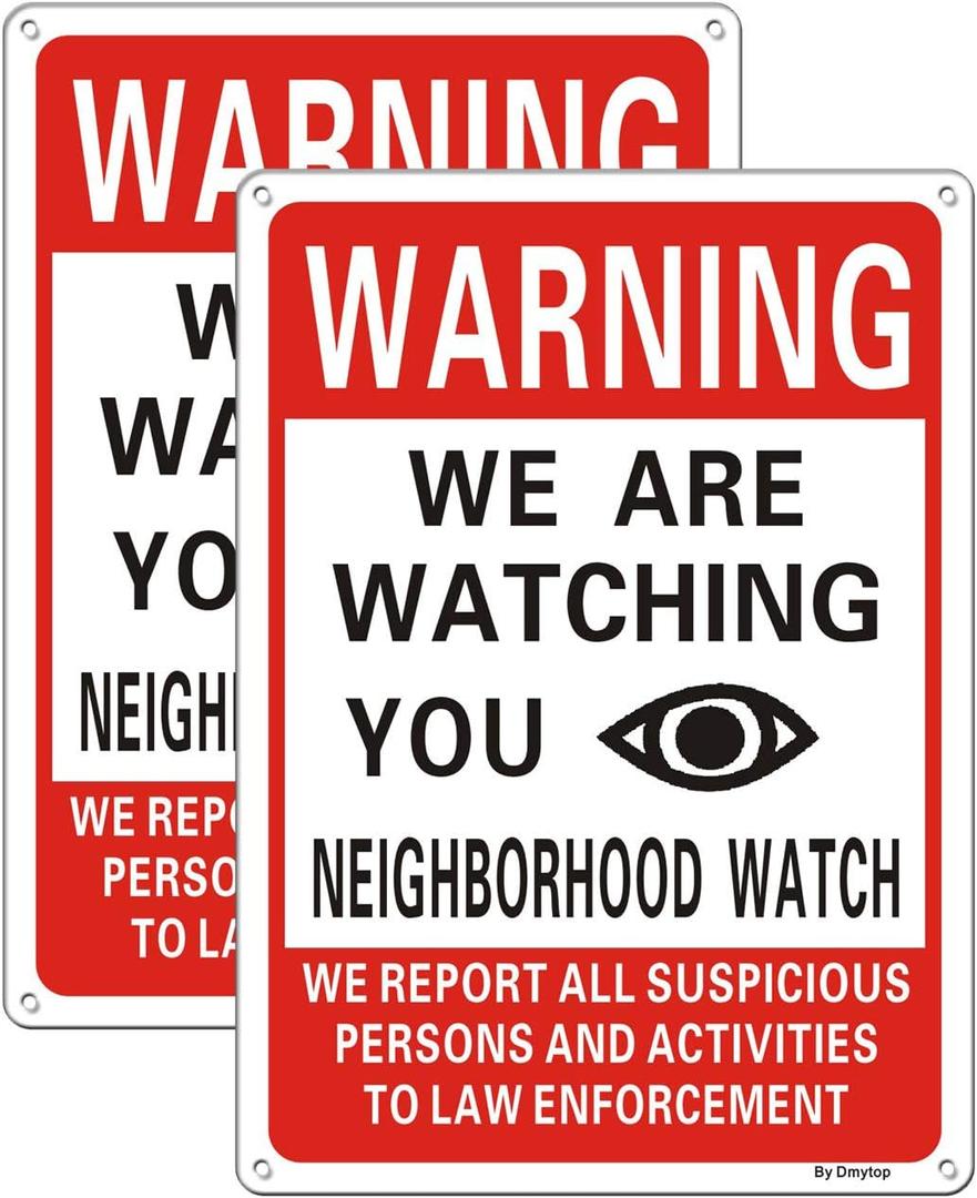 2 Pack We Are Watching You Waring Sign, Neighborhood Watch Sign No Trespassing Warning for House, 10 x 7 Inches Rust Free Aluminum, Weather/Fade Resistant, Easy Mounting, Durable Ink