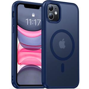 2 x Magnetic for iPhone 11 Phone Case-Compatible with MagSafe-Slim Translucent Matte-Military Grade Drop Protection Phone Case for iPhone 11 6.1",Translucent Blue