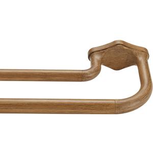 Brown Wood Grain Gold Double Curtain Rods For Windows 36-72 Inch,Heavy Duty Double Curtain Rod with Aluminum Finials and Bracket,Adjustable Double Rods For Blackout Or Room Darkening Panels