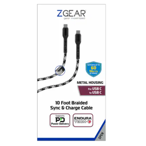 ZGEAR Metal Housing For USB C 10 Foot Braided Sync & Change Cable