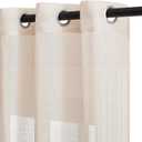 NICETOWN Natural Open Linen Weave Flax Sheer Window Curtains, Ring Top Semi Sheer Textured Drapes Privacy with Light Through for Bedroom/Kids Room, Beige, 52" Wide by 63" Long, 2 Pieces