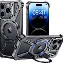 X Case for iPhone 14 Pro Case 6.1",with Kickstand 360Rotatable Magnetic Ring Stand,[Compatible with MagSafe] Shockproof Aluminum Metal Phone Case Slim & Light Phone case,Gray (Black)